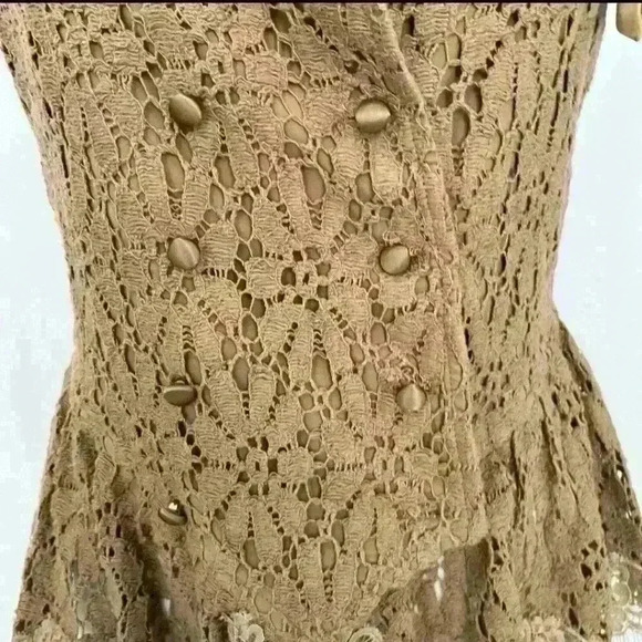 Betsey Johnson Vintage Black Label Crotchet & Satin Wrap Blouse - Picture 2 of 5